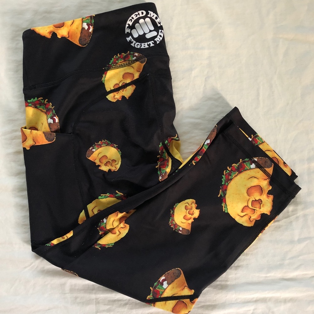 Feed Me Fight Me Taco Skull Capri leggings fmfm